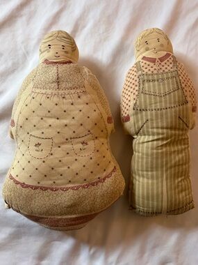 Vintage Primitive Folk Art Stuffed Cloth Dolls  Country Farmhouse Handmade Decor